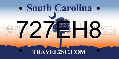 727EH8 South Carolina License Plate