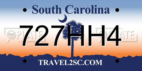 727HH4 South Carolina License Plate