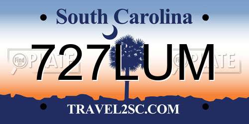 727LUM South Carolina License Plate
