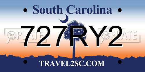 727RY2 South Carolina License Plate