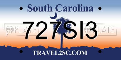 727SI3 South Carolina License Plate
