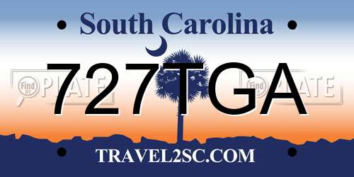 727TGA South Carolina License Plate