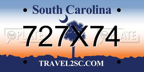 727X74 South Carolina License Plate