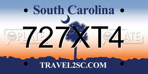 727XT4 South Carolina License Plate