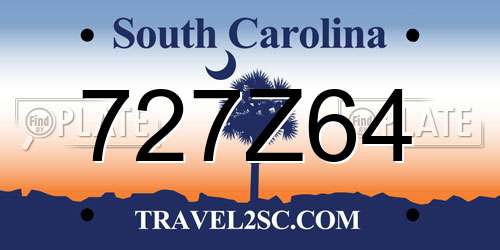 727Z64 South Carolina License Plate