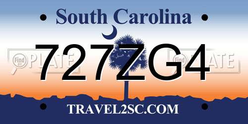 727ZG4 South Carolina License Plate