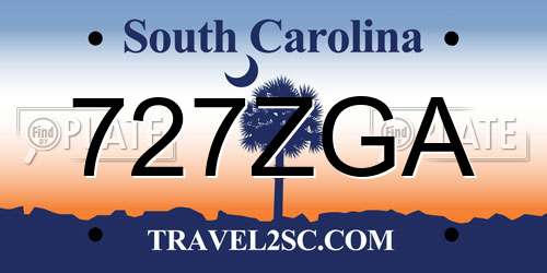 727ZGA South Carolina License Plate