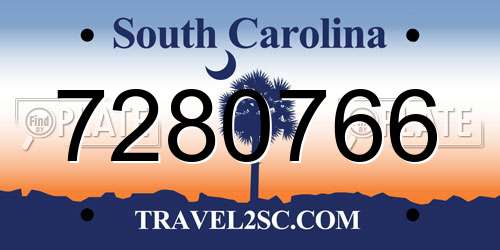 7280766 South Carolina License Plate