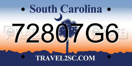 72807G6 South Carolina License Plate