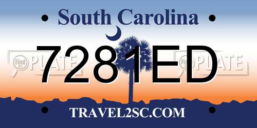 7281ED South Carolina License Plate