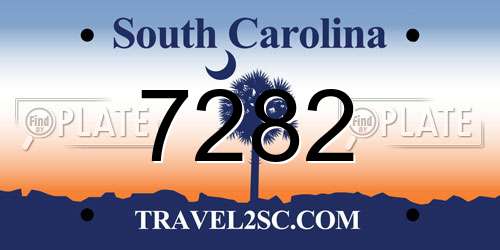 7282 South Carolina License Plate