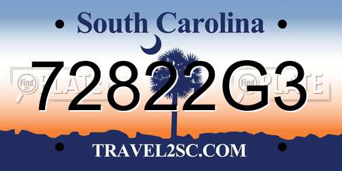 72822G3 South Carolina License Plate