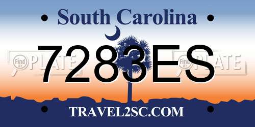7283ES South Carolina License Plate