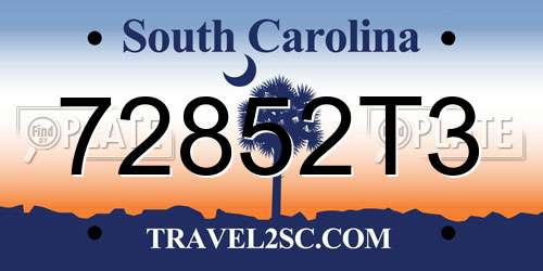 72852T3 South Carolina License Plate