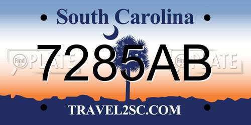 7285AB South Carolina License Plate