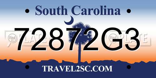 72872G3 South Carolina License Plate
