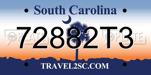 72882T3 South Carolina License Plate