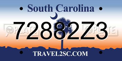 72882Z3 South Carolina License Plate