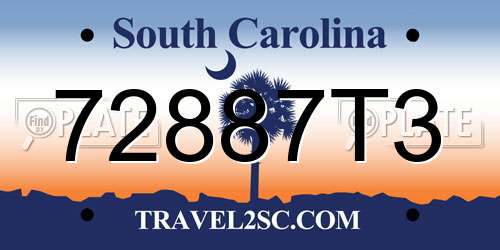 72887T3 South Carolina License Plate