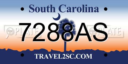 7288AS South Carolina License Plate