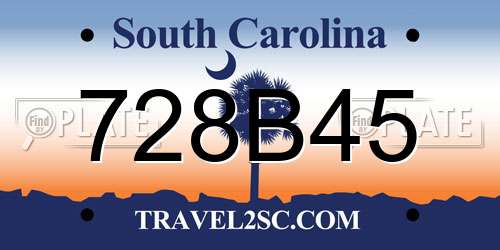 728B45 South Carolina License Plate