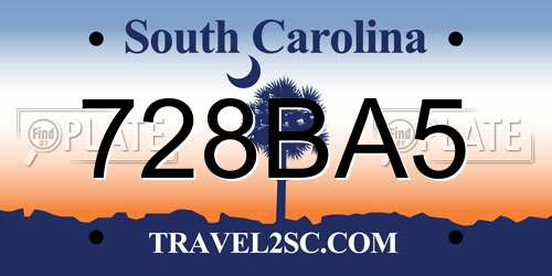 728BA5 South Carolina License Plate