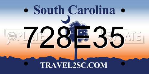 728E35 South Carolina License Plate
