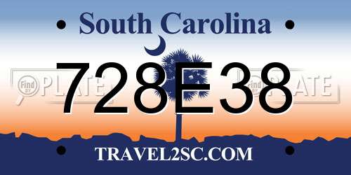 728E38 South Carolina License Plate