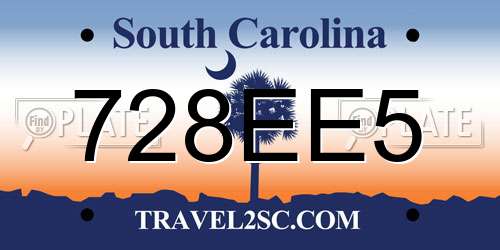 728EE5 South Carolina License Plate
