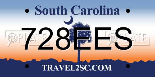728EES South Carolina License Plate