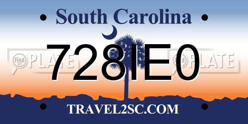 728IE0 South Carolina License Plate