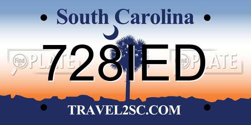 728IED South Carolina License Plate