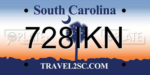 728IKN South Carolina License Plate