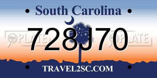 728J70 South Carolina License Plate