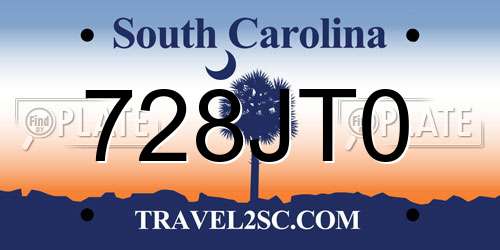 728JT0 South Carolina License Plate