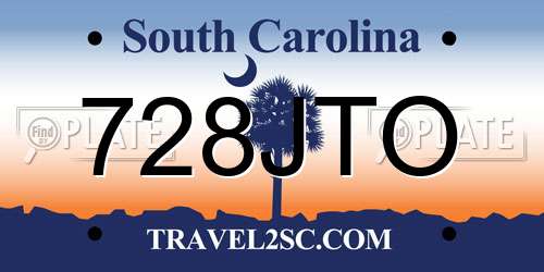 728JTO South Carolina License Plate
