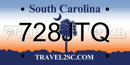 728JTQ South Carolina License Plate