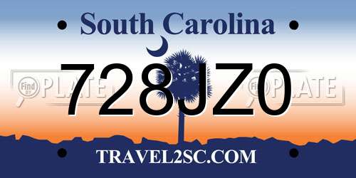 728JZ0 South Carolina License Plate