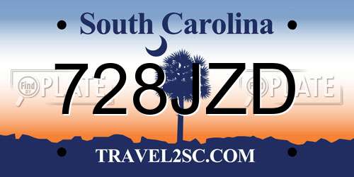 728JZD South Carolina License Plate