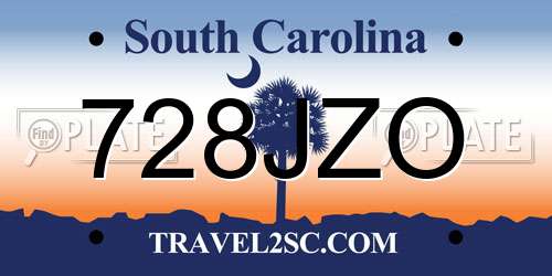 728JZO South Carolina License Plate