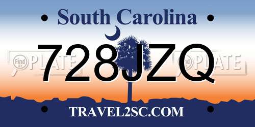 728JZQ South Carolina License Plate