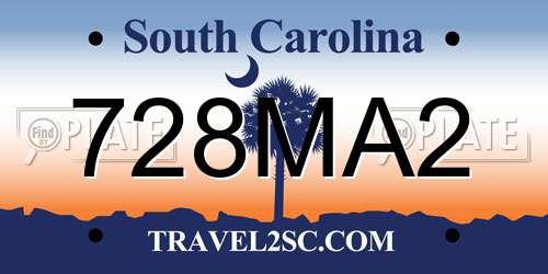 728MA2 South Carolina License Plate