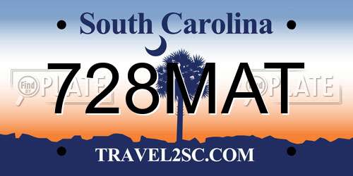 728MAT South Carolina License Plate