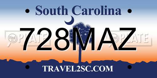 728MAZ South Carolina License Plate