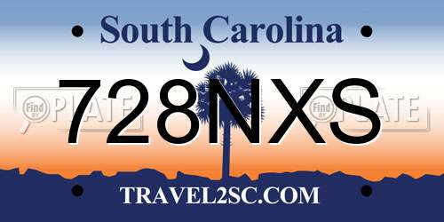 728NXS South Carolina License Plate