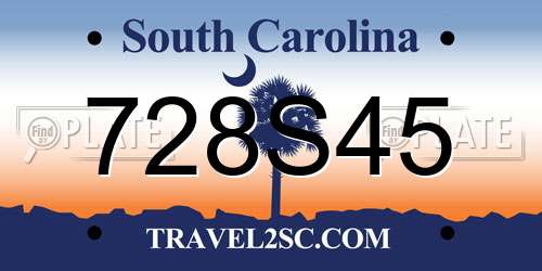 728S45 South Carolina License Plate