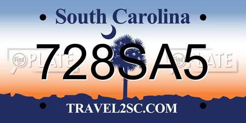 728SA5 South Carolina License Plate