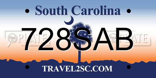 728SAB South Carolina License Plate