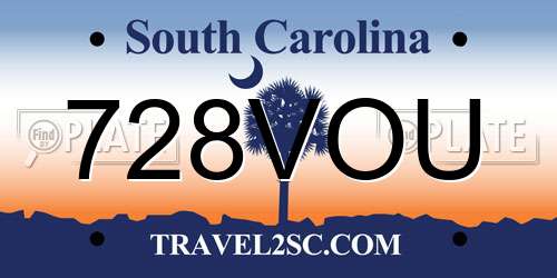728VOU South Carolina License Plate