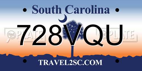 728VQU South Carolina License Plate